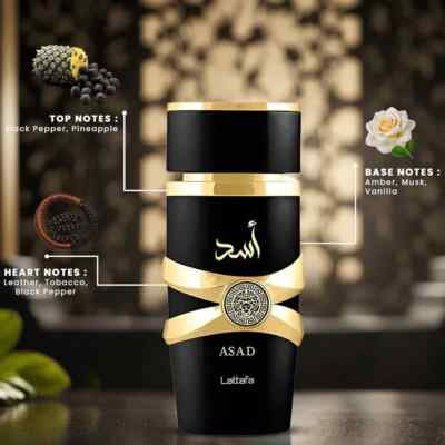 Asad Black By Lattafa Eau De Parfum 100ml Unisex